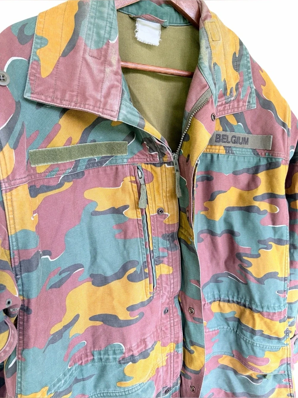 Vintage Belgium Army Jacket Military-Style Camouflage Field Jacket Reversible